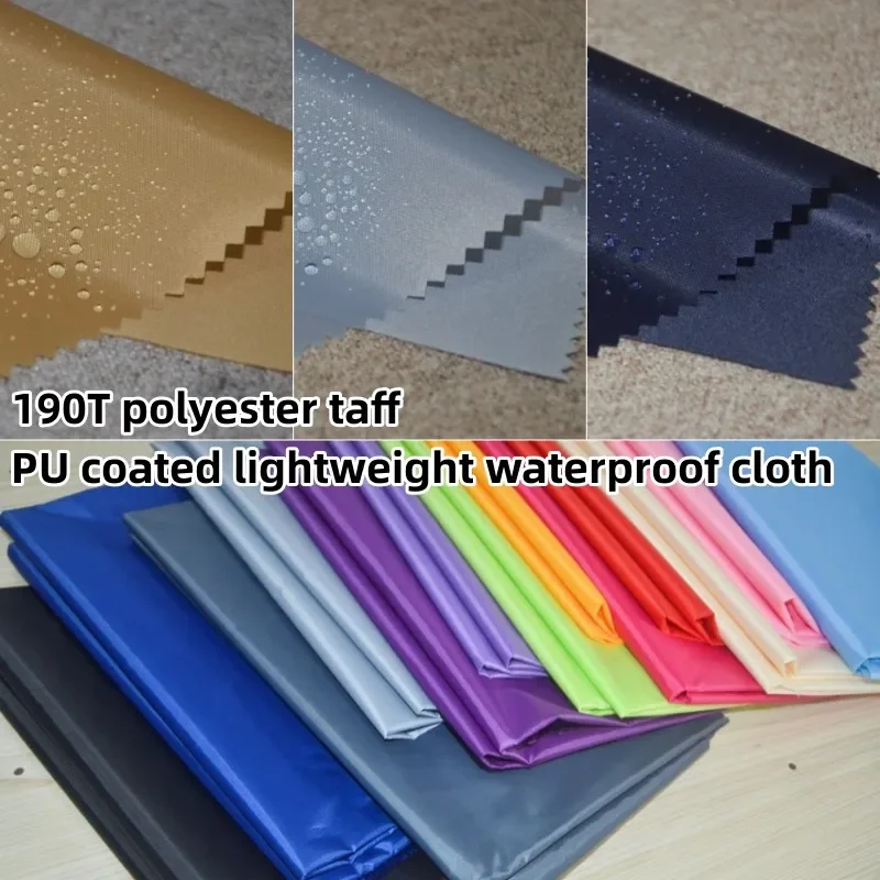 190t Polyester Taff Pu Beschichtung leichte wasserdichte Regenschirm Zelt Stoff Wind dicht und staub dicht Stoff Drachen Farbe Flagge Stoff