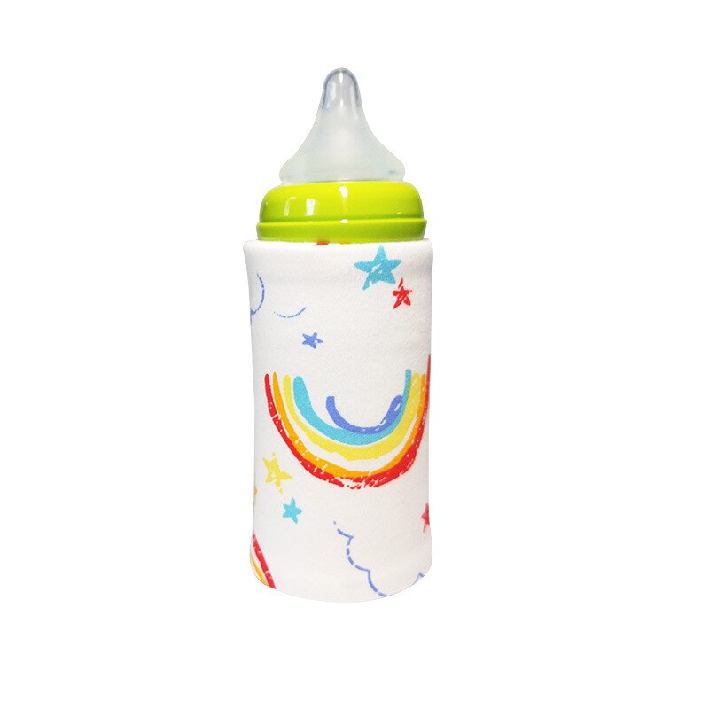 Portablet venta botella calentador viaje bebé niños dibujos animados leche Agua USB cubierta manga bolsa infantil película de calentamiento: Púrpura