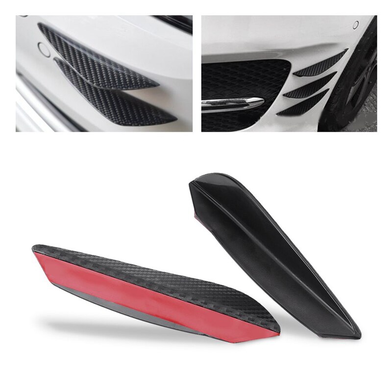 4Pcs Car Driving Air Drag/Pressure Reduce Abs Carbon Fiber Rear Bumper Fins Universal Car Front Bumper Lip Spoiler Fins Canards: Default Title