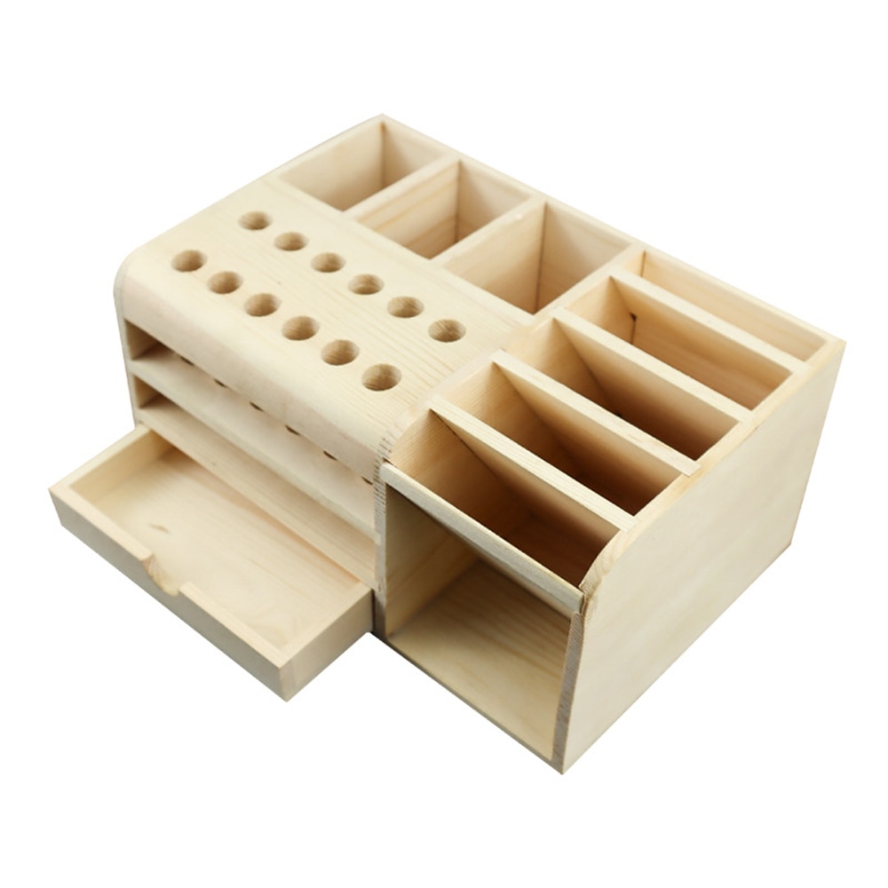 Wooden Box Wooden Multifunctional Storage Box Mobile Repairing Tools Desk Storage Rack Screwdriver Tweezers Holder