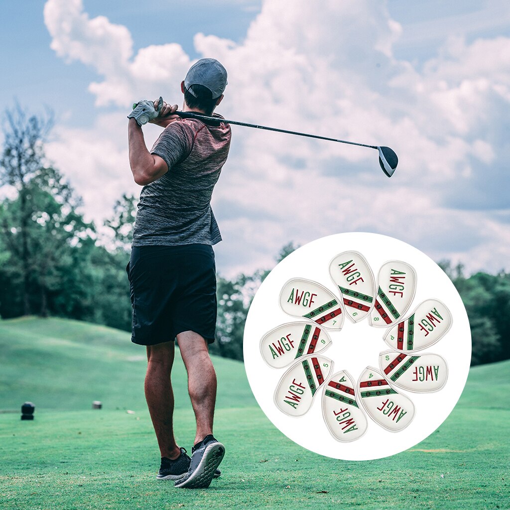 Ensemble de couvre-tête en fer de Golf 9x, housse de protection polaire doublée pour tête de Club: Blue