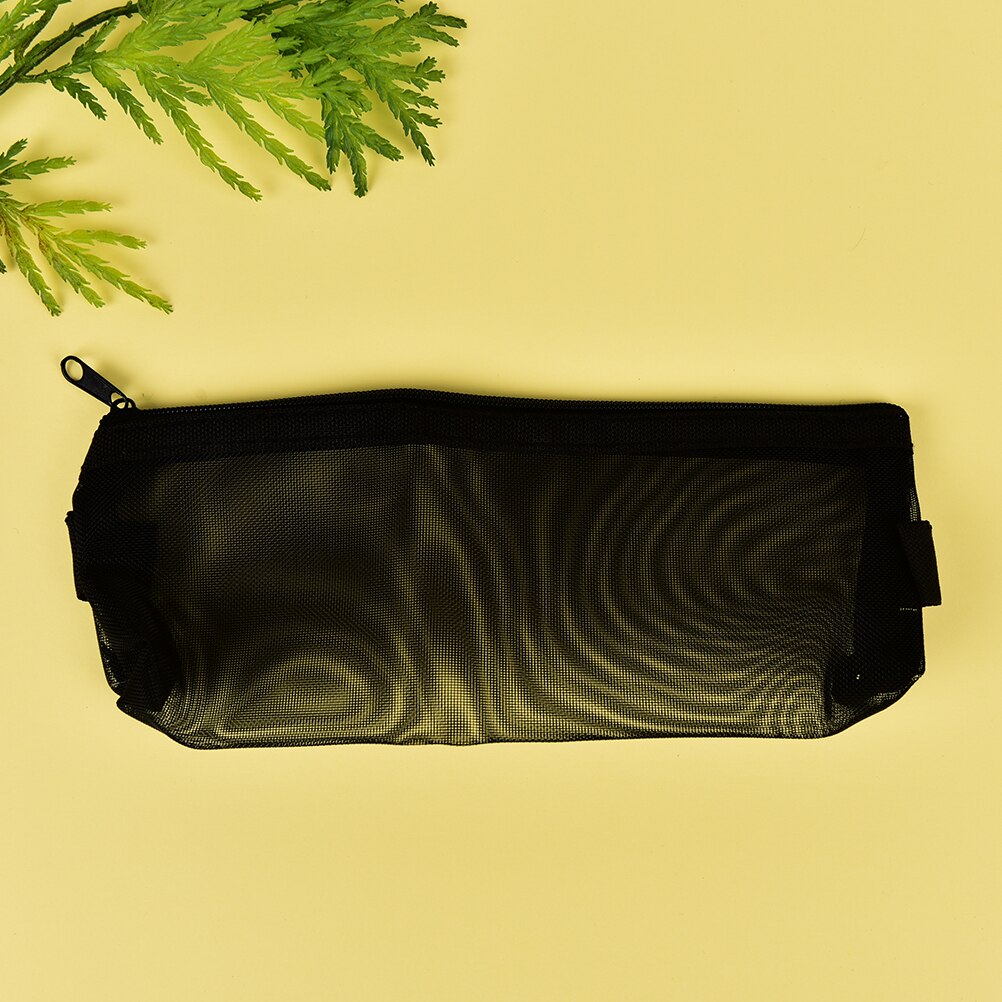 primary and secondary school stationery pencil case pod Casual pen Bag student Zipper pencil Transparent: Black S