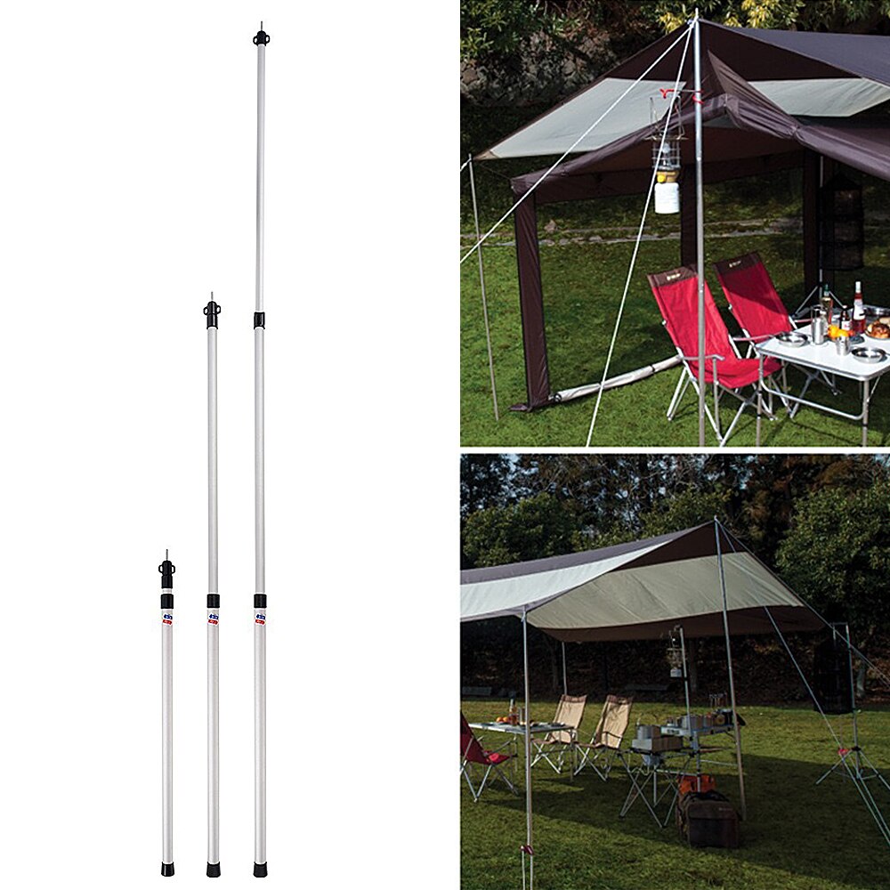 Thicken Aluminum Alloy Tent Pole Adjustable Tent Support Rod Beach Shelter Tarp Awning Pole Replacement Pole Camping Goods