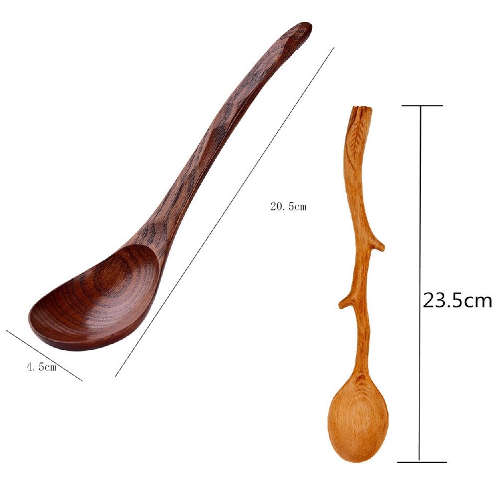 Japanese Style Beech Spoons Branch Shape Long Handle Scoop Coffee Stirring Spoon Soup Spoon Tableware