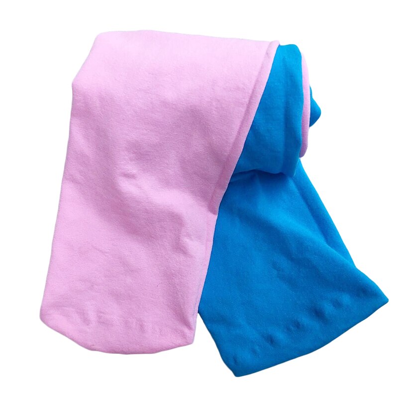printemps et automne fille couleur bébé velours Ballet collants enfants deux couleurs couture Leggings AB chaussettes enfants danse collants: Pink-Turquoise