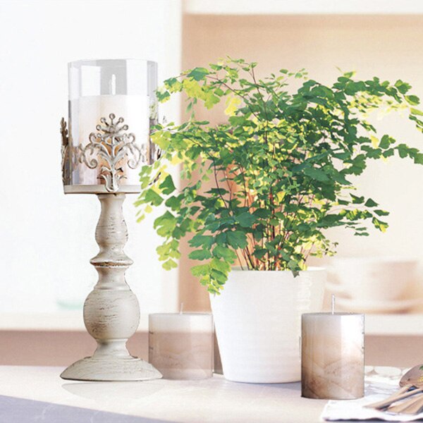 Portavelas Vintage, soporte cuadrado, candelabro, Base metálica, artesanía, velas grandes de vidrio, soportes para velas de boda, decoración de escritorio