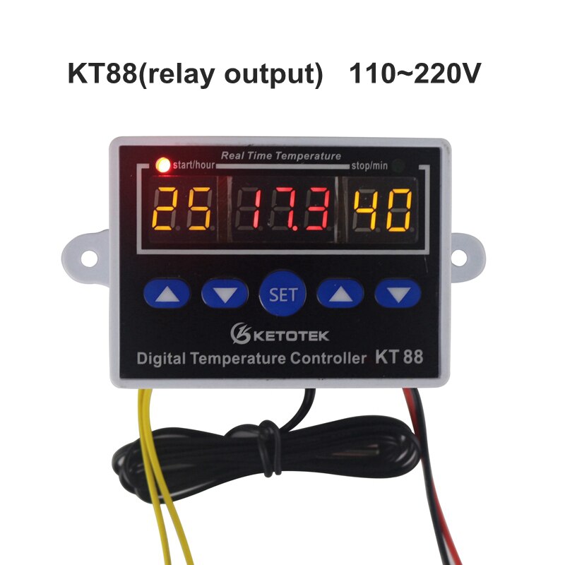 Digitale Thermostaat Voor Incubator 12V 24V 110V 220V Temperatuurregelaar Regulator Schakelaar Thermoregulator 10A 220VAC: KT88 110V-220V