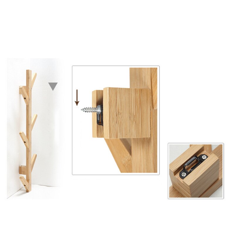 Mrosaa bamboe houten hangende kapstok wandhaak kledinghanger woonkamer slaapkamer wandplank decoratie hanger 6/8/10 haken