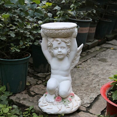 Pastoral harpiks lille engel skulptur ornamenter kunst gårdhave villa møbler dekoration udendørs havefigurer statue kunsthåndværk
