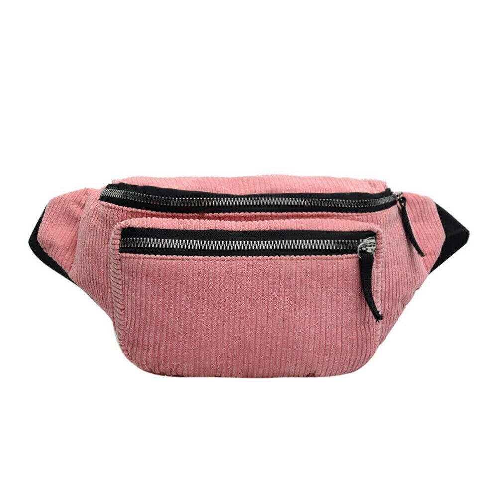 Classic fanny pack corduroy women's waist bag outdoor leisure pochete chest bag heuptas: Roze