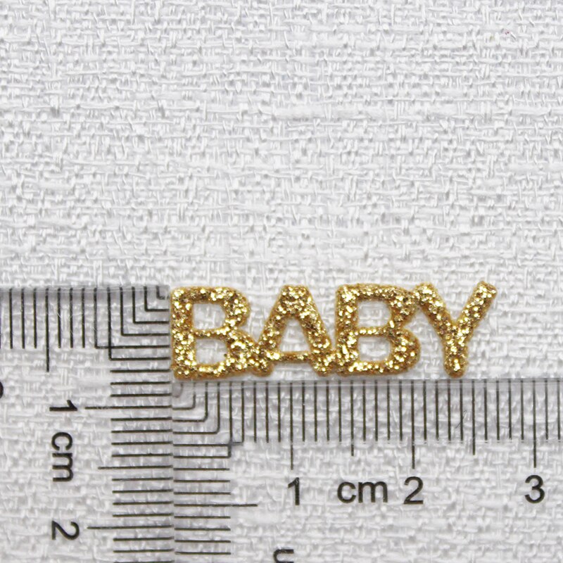 200 pçs glitter couro "bebê" remendos de tecido para vara em artesanato arco de cabelo diy bebê menina crianças acessórios mini apliques para laços