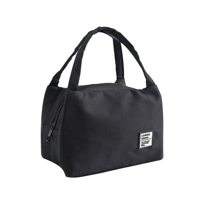 Lunch Bag for Women Men Thermal Insulated Lunch Box Thermos Tote Picnic Food Bag: Black