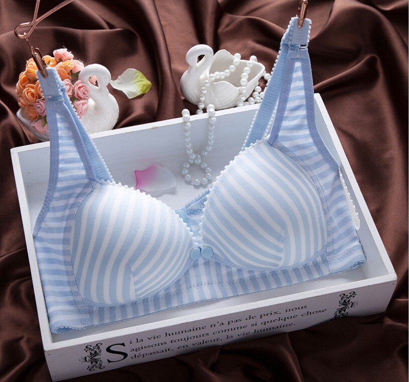 Soutien-gorge d&#39;allaitement en coton à fines rayures pour femmes enceintes, avec boucle frontale, vêtements de nuit