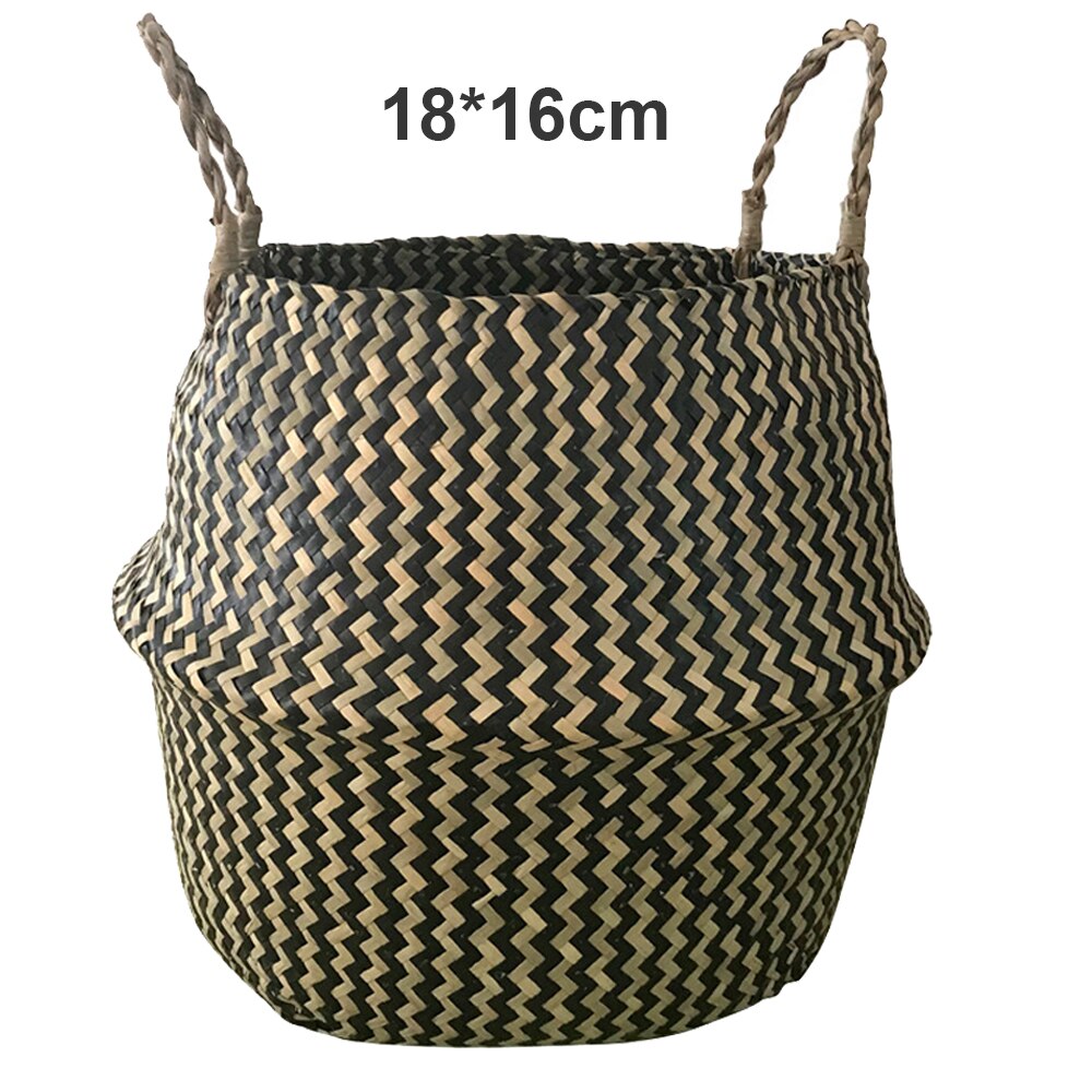 Handmade Bamboo Storage Baskets Nordic Foldable Laundry Straw Wicker Rattan Seagrass Belly Garden Flower Pot Planter Baskets: 9