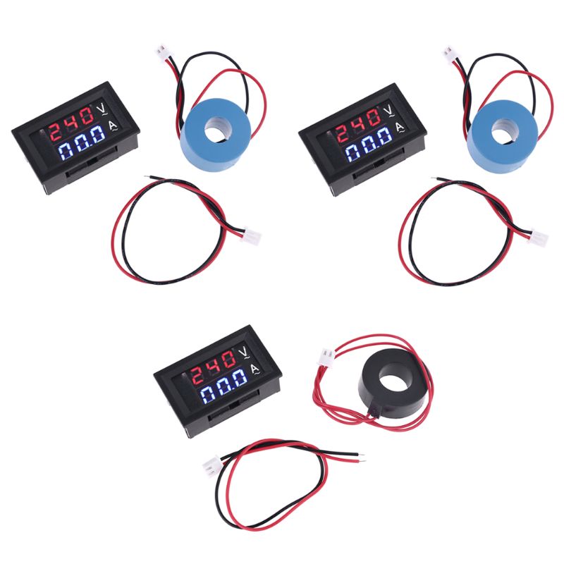0.28" Digital Voltmeter Ammeter AC 60-500V 10A 50A 100A Current Meter Volt Gauge with Current Transformer