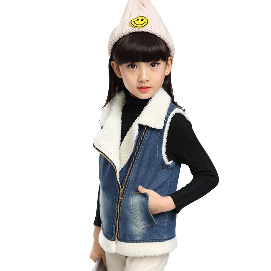 Grote Meisjes Denim Vest Mouwloze Jas Lente Denim Jassen Voor Peuter Baby Jeans Bovenkleding Kleding Mode 3-14Y