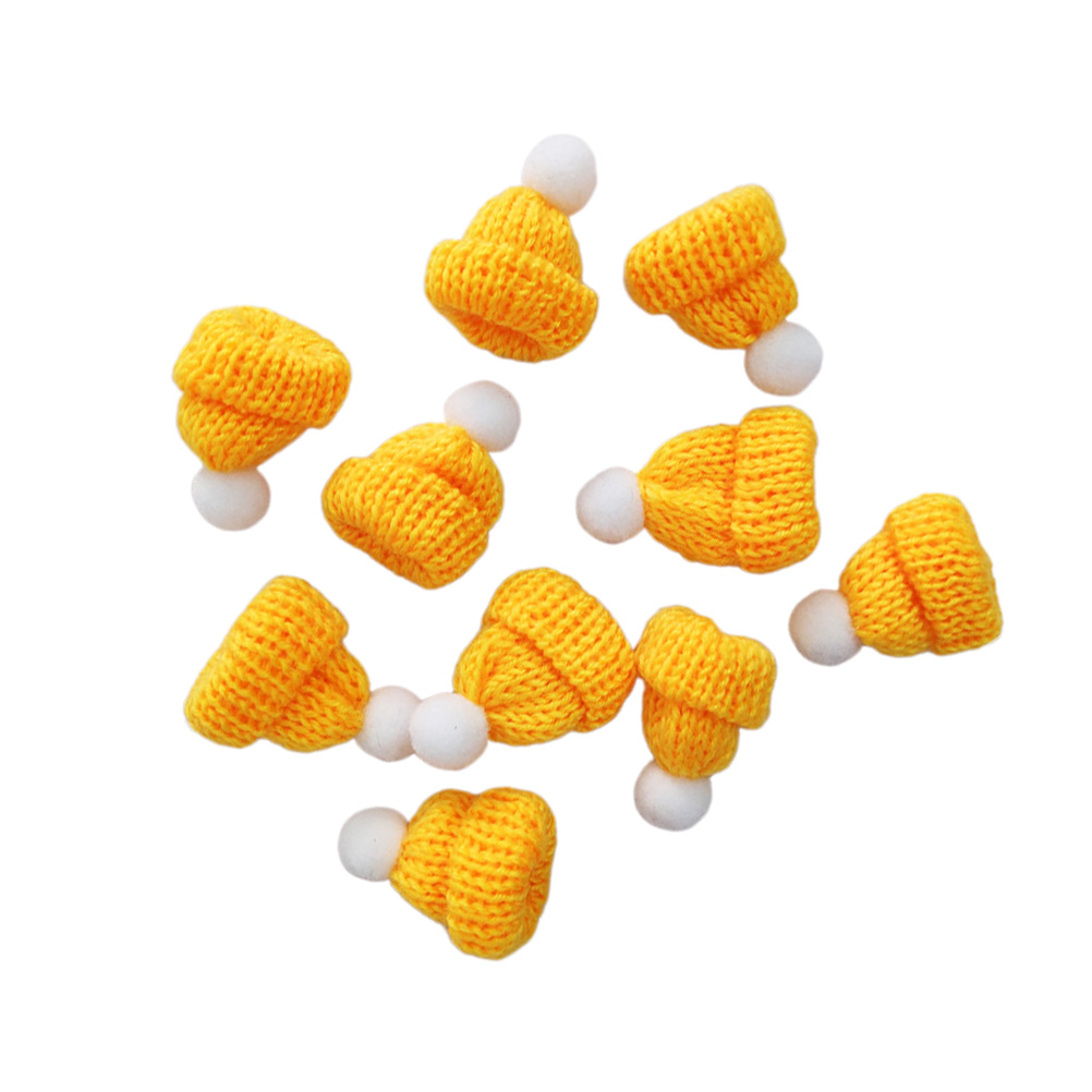 10PCS Knitted Small Christmas Hat Santa Claus Christmas Hats Headdress Party Favors DIY Accessories (Red): Yellow