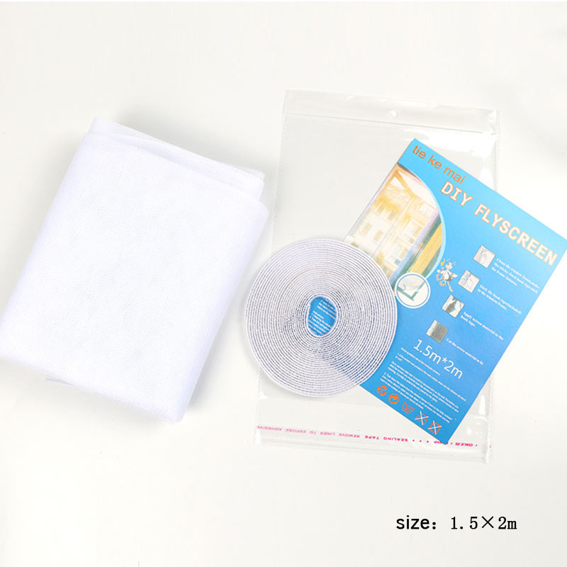 1.3*1.5m mosquito tela 1.5*2m 1 conjunto adbesive dustproof mosca inseto net janela diy invisível anti-mosquito: White1.5  2m