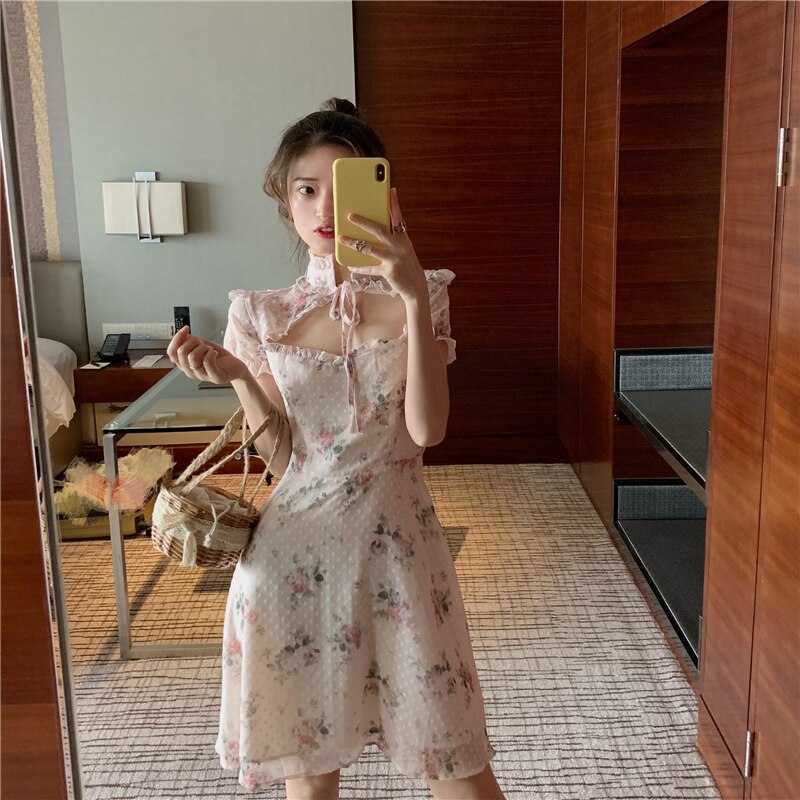 Vestido lolita, dulce, lindo, japonés, kawaii, para niñas, princesa, sirvienta, vintage, gótico, estampados, gasa, vestidos de verano para mujer