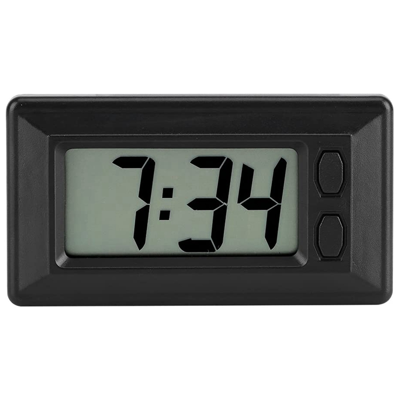 MAGT Digitale lcd-klok, mini-autoklok, datum, tijd, kalender, weergave, kleine elektronische klok met lijm, voor auto, dashboard, bureau