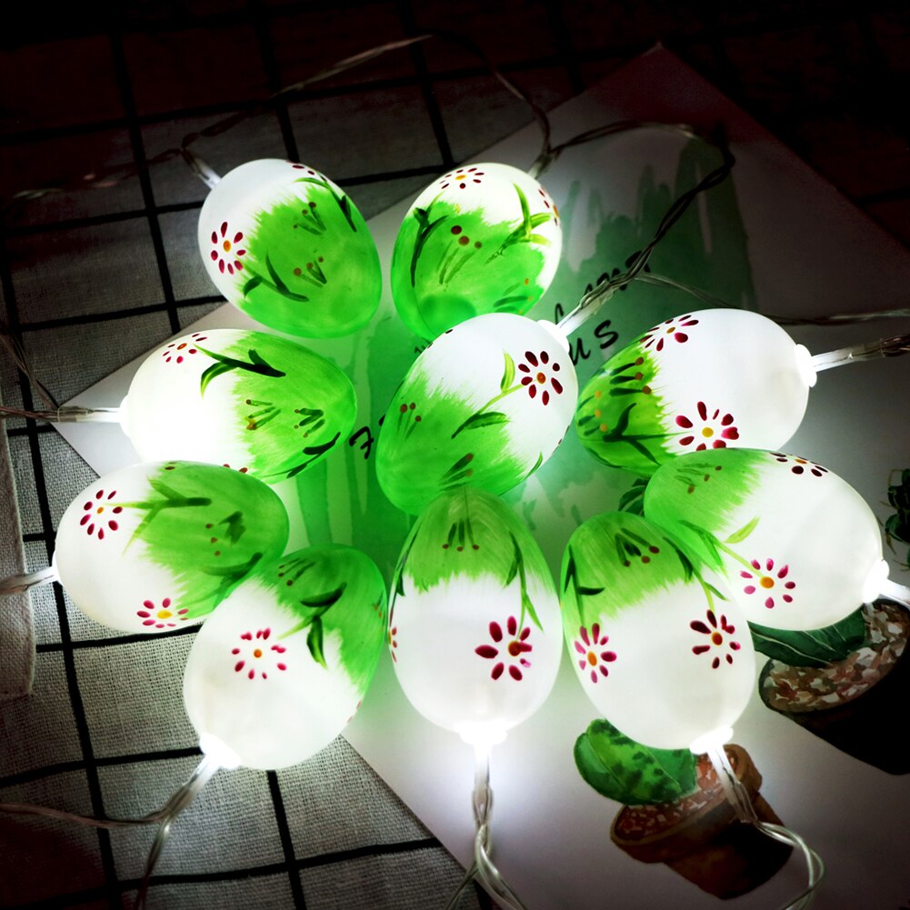 Guirnalda de luces LED con forma de huevo de Pascua, decoración de patio trasero para sala de estar, adornos de Festival colgantes con batería para exteriores