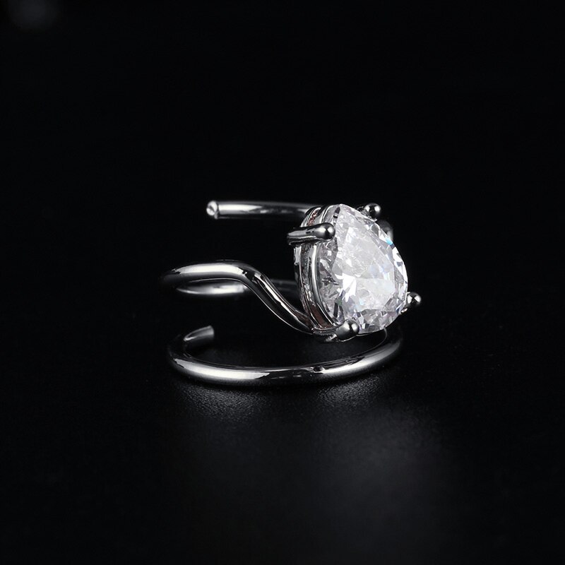 HUANZHI Neue Koreanische modisch Coole glänzend Strass Intarsien Fingerspitze Nagel Legierung ringe für Frauen Mädchen Party Zubehör: H