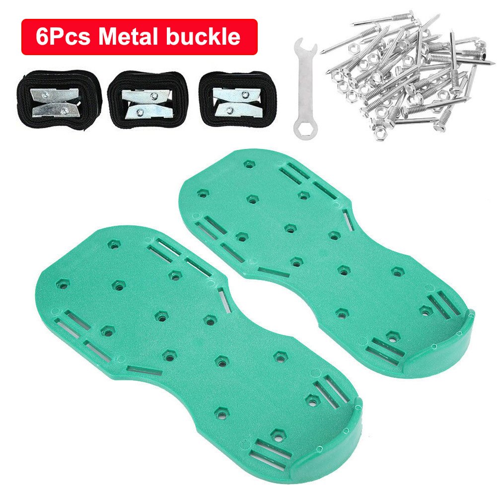 Gazon Beluchter Schoenen 4-8Pcs Verstelbare Bandjes Zware Spiked Sandalen Schoenen Met Metalen Gespen Voor Beluchten Gazon bodem Yard Gras: 6Pcs Metal buckle