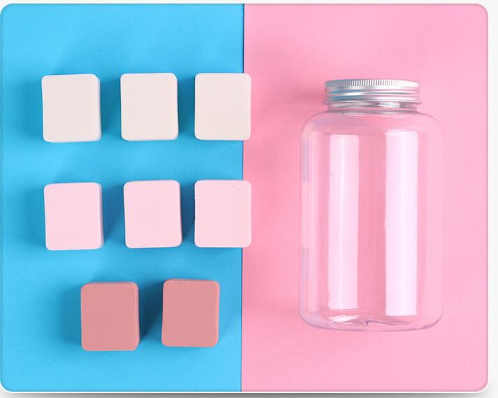 Kleine waaiervormige snoeppuff blik niet-kaart poeder make-up make-up ei 12 stuks fles make-up ei puff combinatie: 8 vierkanten