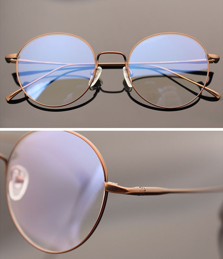 Solid Pure Titanium Round Eyeglasses Frame Myopia Optical Frames Glasses Retro Prescription Eyeglasses Men Women Frames: COFFEE