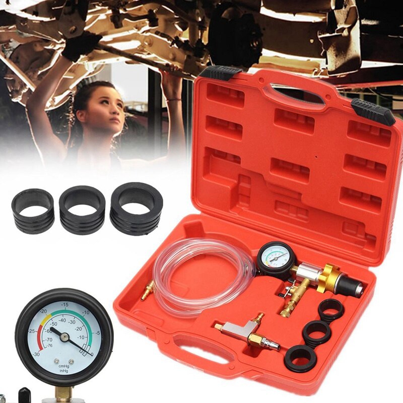 Vacuum Cooling System Car Radiator Coolant Refill & Purging Tool Gauge Kit With Air Pump Car Wash Easy Connect