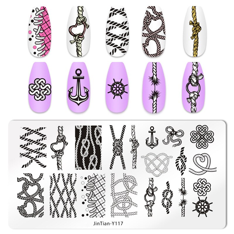 Kant Patroon Nail Art Stempelen Platen Hawaiian Style Eenvoudige Stempelen Platen Bloem Blad Nagels Printing Templates: JinTian-Y117