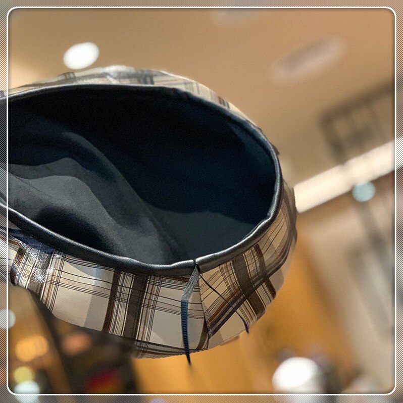 202008- banjian 27 britiske plaidwaterproofpvc belegg streetberetat menn kvinner fritid maleren hatt