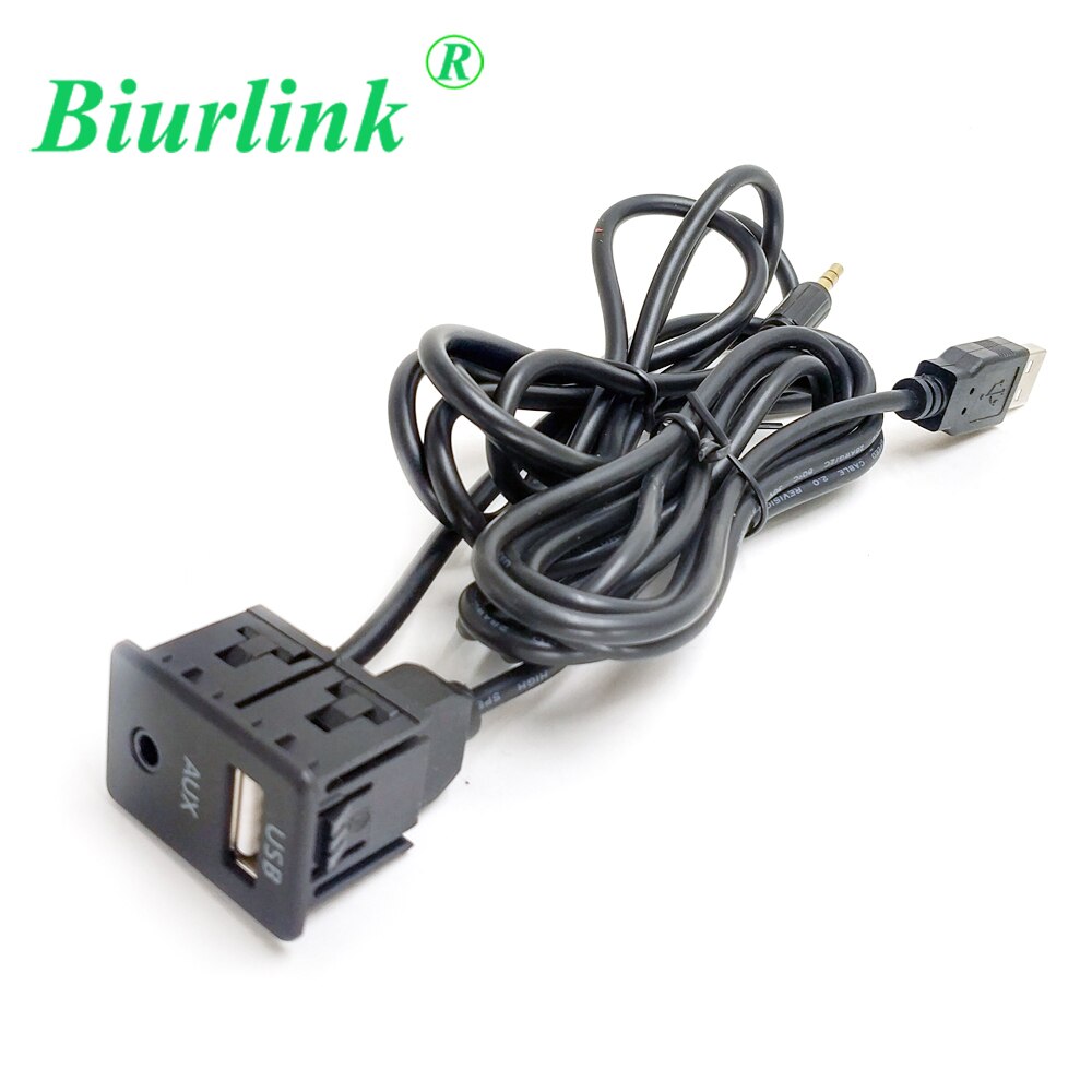 Biurlink Universele 1.5M Flush Mount Kabel Autos 3.5mm USB AUX Mannelijke Jack Gemodificeerde Socket voor Volkswagen Toyota BMW peugeot