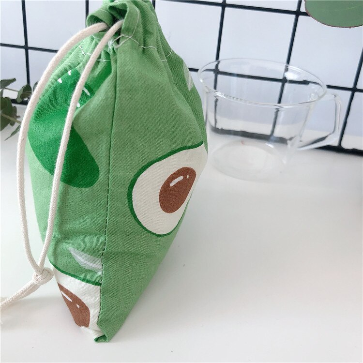 Portable Women Drawstring Bags Handmade Cotton Linen Ladies Storage Package Bag Avocado Small Travel Cloth Pouch: Avocado M