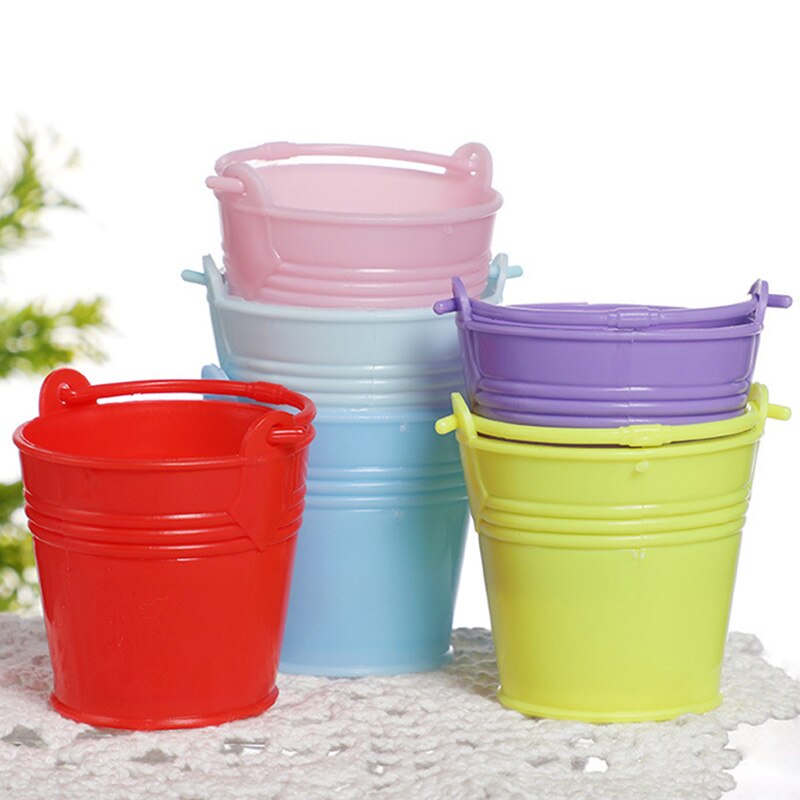 1Pc Plastic Kleine Emmer Bloem Container Planten Pot Tuin Watering Huishoudelijke Blik Mini Outdoor Badkamer Keuken Emmer