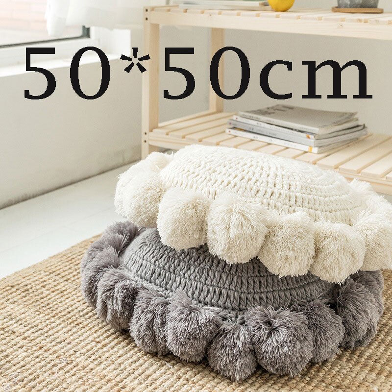 Aag Moderne Gebreide Kind Zitkussen Kwastje Bal Ronde Nordic Kids Floor Mat Zitten Pad Baby Booster Stoel Sofa Kussen matten