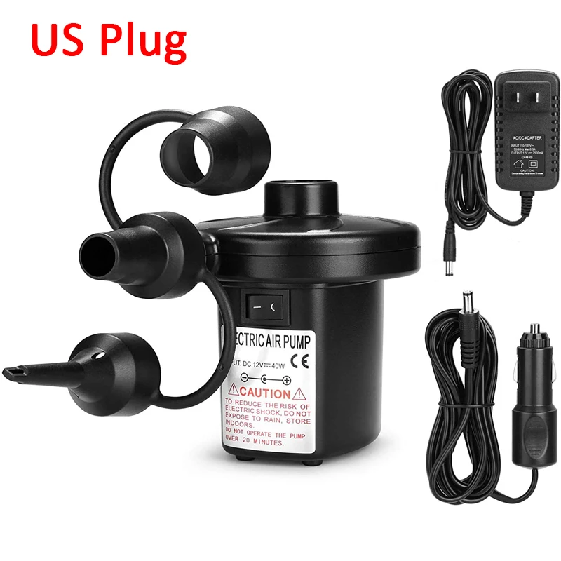 mini oppblåsbar pumpe elektrisk luftpute campingpumpe bærbar hurtigfyllende madrass svømmebasseng luftfyllingsblåser injektor: Svart