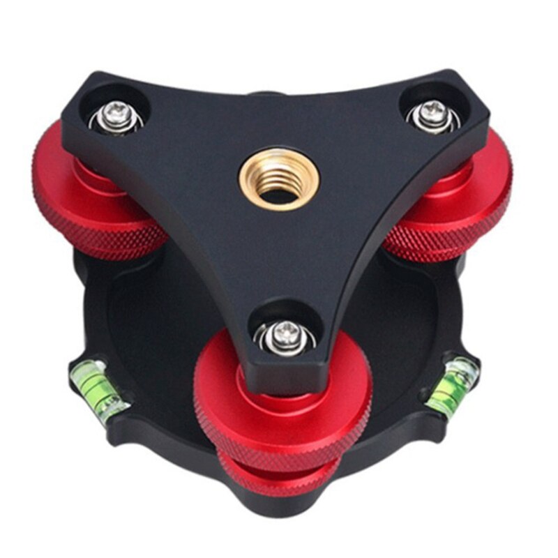PL-64 Camera Tripod Head Leveling Base Aluminum Alloy Triple-Wheel Precision Leveler Bubble Level 3/8Inch Screw Load