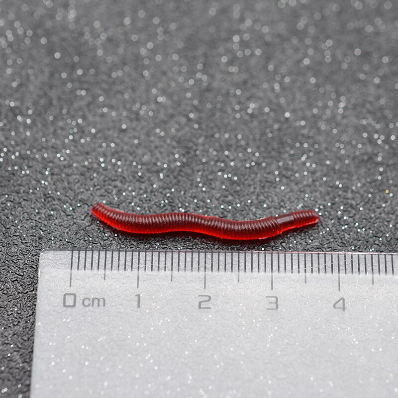 100 Pcs Smell Red Worms Fishing Lures 20mm Soft Bait Simulation Artificial Shrimp Odor Red Worms Bass Lure Fishing Takcle