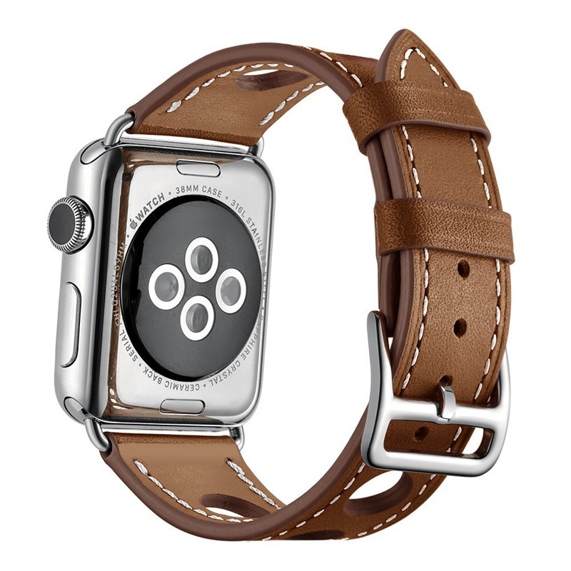 Pulsera de cuero con agujero hueco a la para Apple Watch, correa de 38 40 41mm 42 44 45mm, correa de reloj iWatch Series 3 4 5 6 7 SE