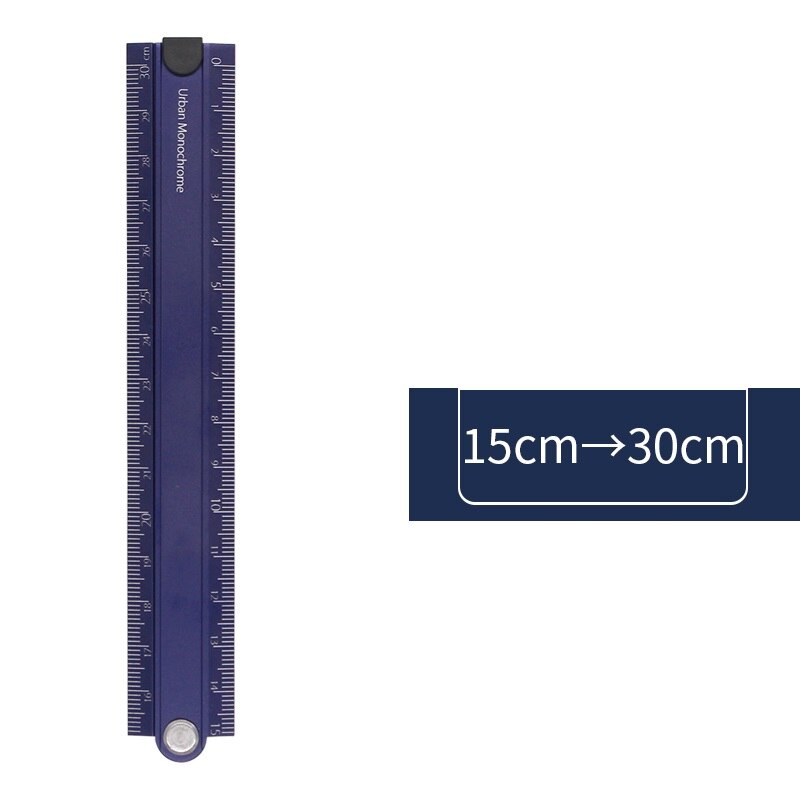Kokuyo-Regla plegable de aluminio monocromática urbana, 15cm, 30cm, ángulo recto, papelería japonesa, suministros escolares de oficina, F336: Blue