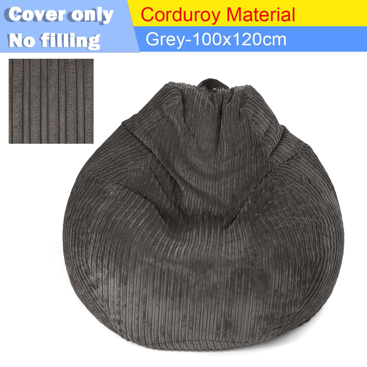 Funda de sofá grande sin relleno, pana de abrigo, tumbona, bolsa de asiento, sillas, Puff, Tatami, sala de estar: grey only cover