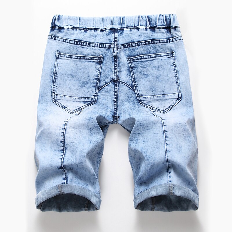 Men's Side pocket Bermuda Denim Short Men Summer Streetwear Hip hop Elastic waist Loose Cargo jeans shorts