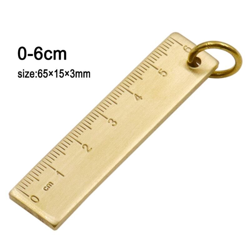 Portable 6cm Small Copper Ruler 3mm Thickened Brass Metal Ruler Keychain Rule U4LB