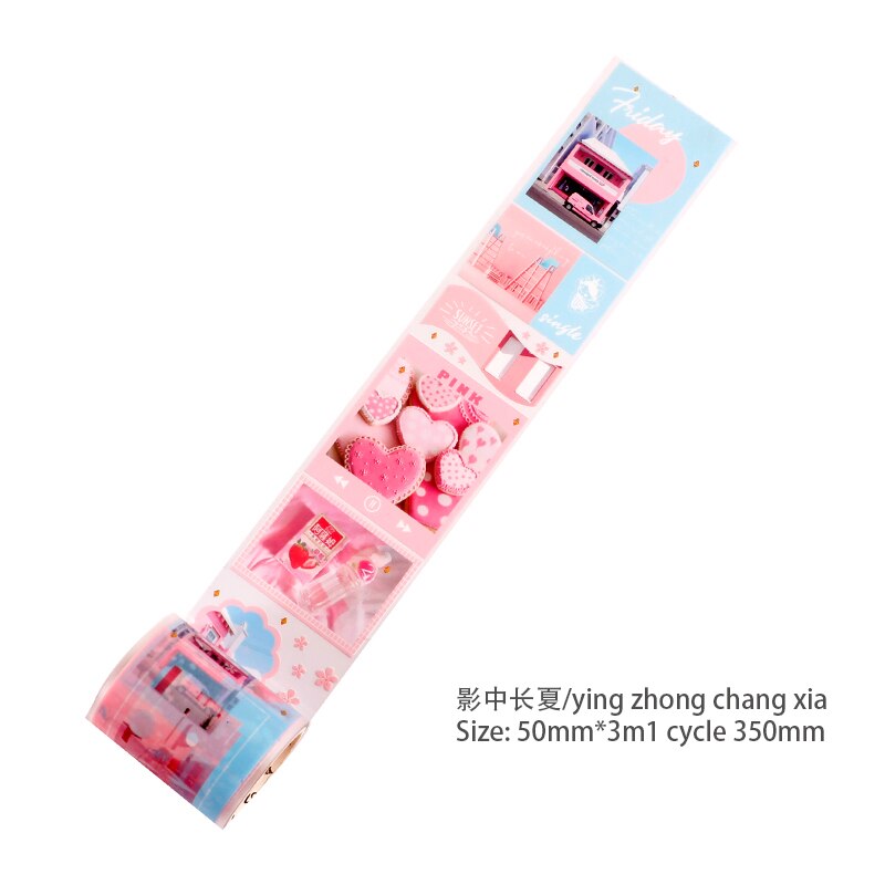 JIANWU 50mm*300cm Romantic Life Series Washi Tape Cute Collage Journal Decoration Material Stickers Masking Tape School Supplies: ying zhong chang xia