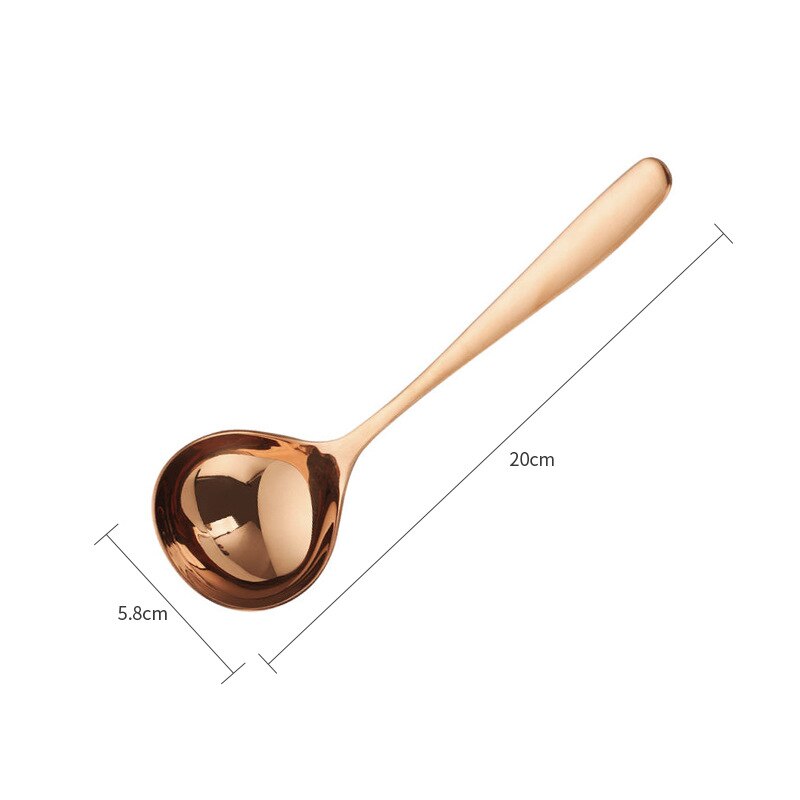 304 Stainless Steel Spoon Soup Ladle Scoop Family Soup Spoon Serving Colander spoons Cooking Spoon Kitchen Accessories Utensil: Rose Gold Soup Ladle