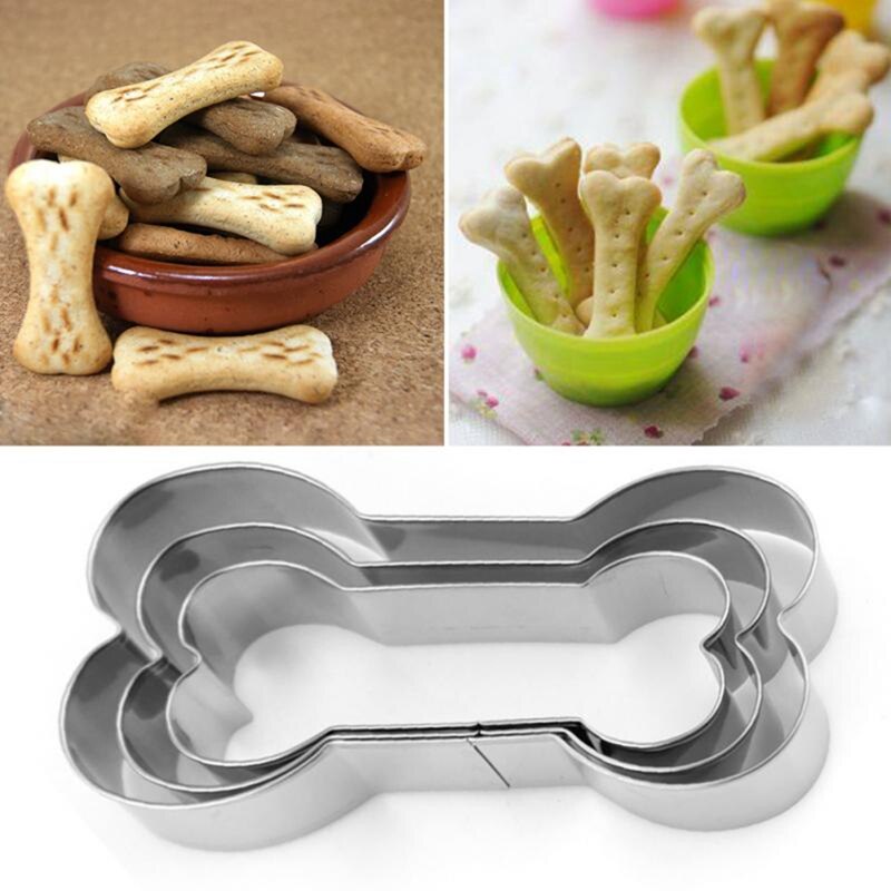 3 Stks/set Hond Bone Vormige Cookie Cutter Rvs Biscuit Mold Diy Bakvormen Fondant Taart Decoratie Gereedschappen Bakvorm