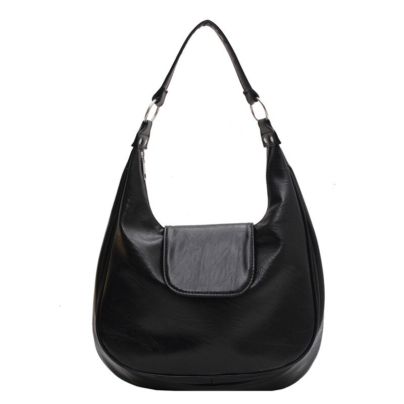 Vrouwen Tas Mode Eenvoudige Retro Leisure Grote Capaciteit Schoudertas: black