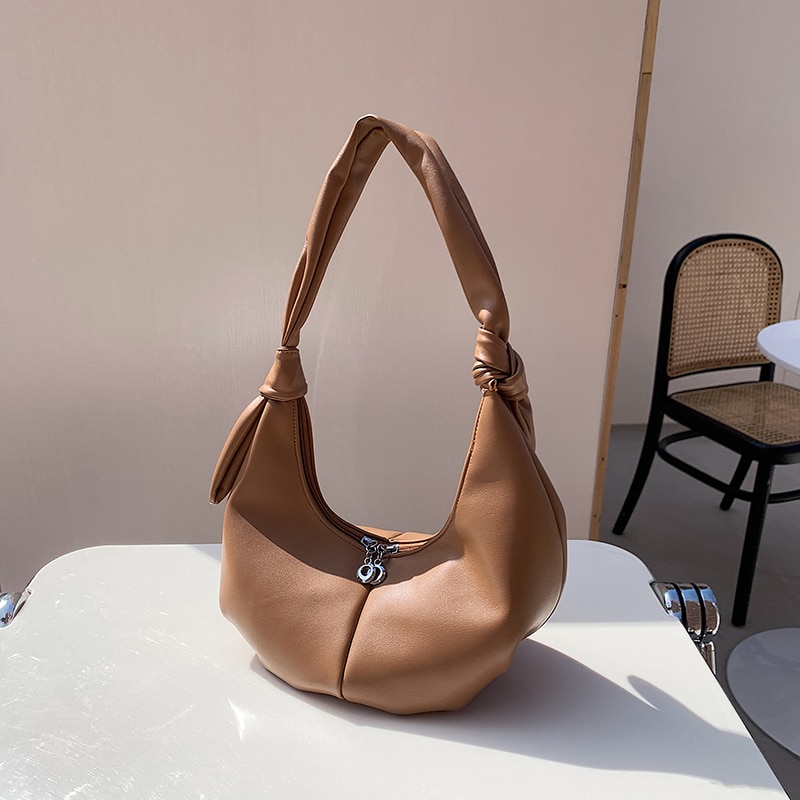 Hobos-Bolso de mano de cuero suave para mujer, bandolera de de lujo, Color sólido, estilo francés,