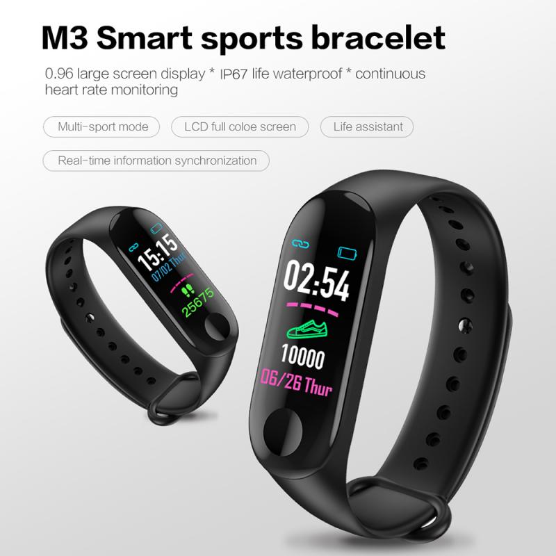 M3 Plus Sport Band Heart Rate Blood Pressure Bluetooth Smart Watch Bracelet Wristband For Android IOS Fitness Tracker Smart Band
